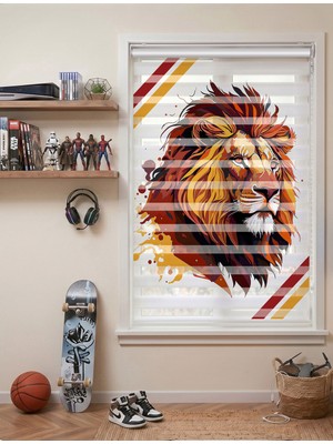 Adhome Görkemli Renkli Aslan Başı Genç Odası Dijital Baskılı Zebra Perde | Ölçü: 30 x 30