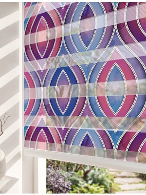 Adhome Modern Degrade Dalgalar Geometrik Dijital Baskılı Estetik Zebra Perde | Ölçü: 30 x 30