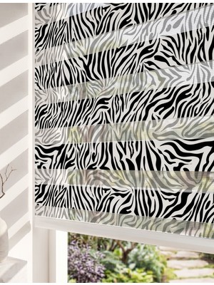 Adhome Siyah Beyaz Zebra Deseni Dijital Baskılı Klasik Hayvan Desenli Perde | Ölçü: 30 x 30