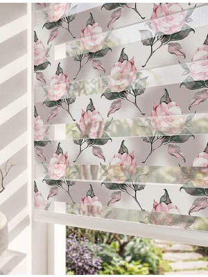 Adhome Zarif Pembe Güller Dijital Baskılı Klasik Floral Zebra Perde | Ölçü: 30 x 30