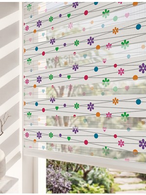 Adhome Turkuaz Güller ve Sarmaşıklar Dijital Baskılı Lüks Zebra Perde | Ölçü: 30 x 30