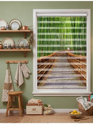 Adhome Bambu Ormanı Yolu Dijital Baskılı Doğa Zebra Perde | Ölçü: 30 x 30
