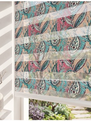 Adhome Klasik Floral Şal Deseni Dijital Baskılı Estetik Zebra Perde | Ölçü: 30 x 30
