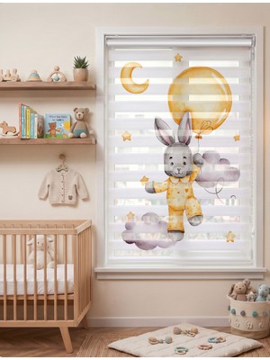 Adhome Uçan Tavşan ve Aydede Desenli Çocuk Odası Dijital Baskılı Zebra Perde | Ölçü: 30 x 30