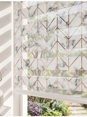 Adhome Altın Sarısı Chevron Zikzak Dijital Baskılı Lüks Modern Geometrik Zebra Perde | Ölçü: 30 x 30