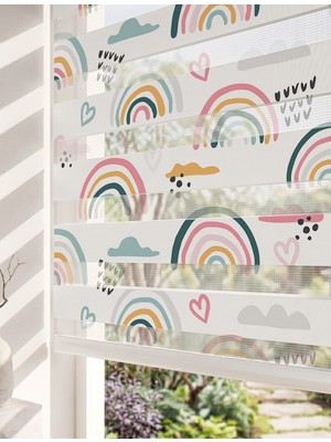 Adhome Bohem Gökkuşağı Dijital Baskılı Bebek Odası Zebra Perde | Ölçü: 30 x 30