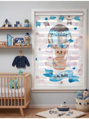 Adhome Kurdeleli Sevimli Ayıcık Desenli Bebek Odası Dijital Baskılı Zebra Perde | Ölçü: 30 x 30