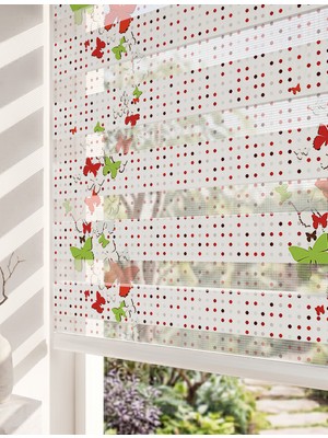 Adhome Renkli Kelebekler Dijital Baskılı Lüks Eğlenceli Bebek Çocuk Odası Zebra Perde | Ölçü: 30 x 30