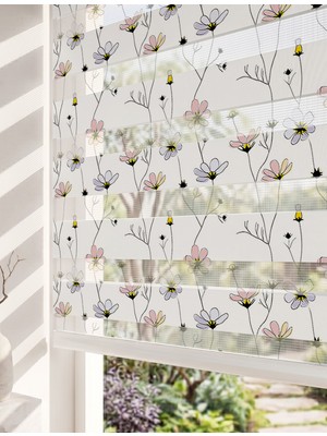 Adhome Pembe Gözlüklü Doodle Kediler Dijital Baskılı Genç Odası Zebra Perde | Ölçü: 30 x 30