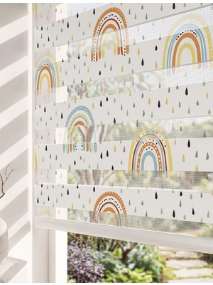 Adhome Suluboya Pastel Gökkuşağı Dijital Baskılı Bebek Odası Zebra Perde | Ölçü: 30 x 30