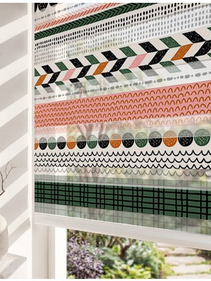 Adhome Bohem Yatay Etnik Çizgiler Dijital Baskılı Estetik Zebra Perde | Ölçü: 30 x 30