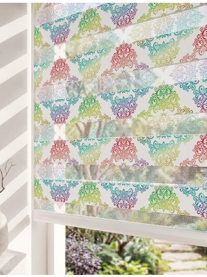 Adhome Canlı Renkli Mandala Dijital Baskılı Estetik Zebra Perde | Ölçü: 30 x 30