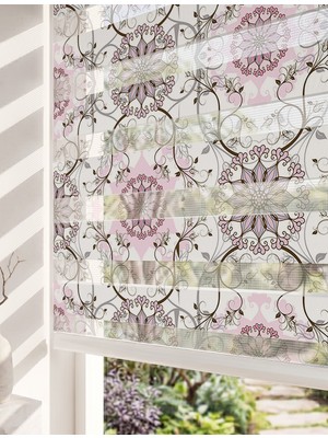 Adhome Pembe Kahve Klasik Damask Desenli Dijital Baskılı Vintage Zebra Perde | Ölçü: 30 x 30