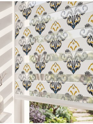 Adhome Siyah Beyaz Damask Desenli Dijital Baskılı Zebra Perde | Ölçü: 30 x 30