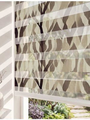 Adhome Soyut Kahverengi Ağaç Dalları Dijital Baskılı Estetik Zebra Perde | Ölçü: 30 x 30