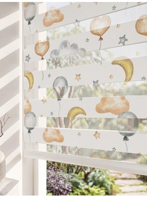 Adhome Pastel Balonlar ve Aydede Dijital Baskılı Bebek Odası Zebra Perde | Ölçü: 30 x 30