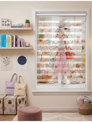 Adhome Havalı Moda Kızı Dijital Baskılı Zebra Perde | Ölçü: 30 x 30