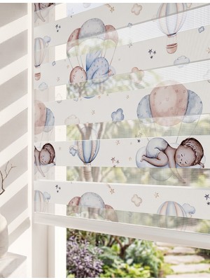 Adhome Uyuyan Melek Bebekler ve Balonlar Dijital Baskılı Bebek Odası Zebra Perde | Ölçü: 30 x 30