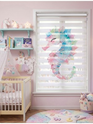 Adhome Pastel Suluboya Denizatı Dijital Baskılı Zebra Perde | Ölçü: 30 x 30