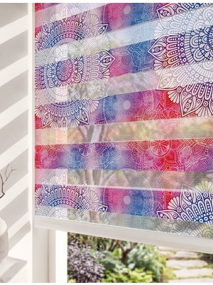 Adhome Pembe Mor Mavi Tie-Dye Mandala Dijital Baskılı Lüks Bohem Etnik Zebra Perde | Ölçü: 30 x 30