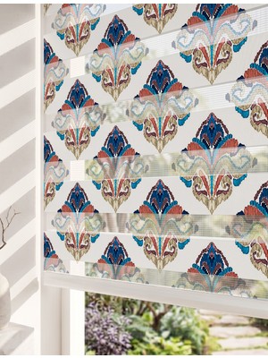 Adhome Renkli Etnik Ikat Bohem Deseni Dijital Baskılı Estetik Zebra Perde | Ölçü: 30 x 30