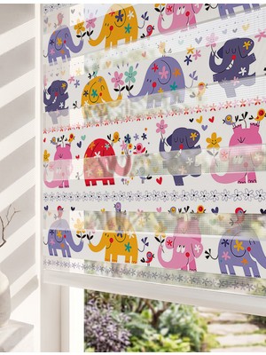 Adhome Sevimli Filler ve Kuşlar Dijital Baskılı Safari Bebek Çocuk Odası Zebra Perde | Ölçü: 30 x 30