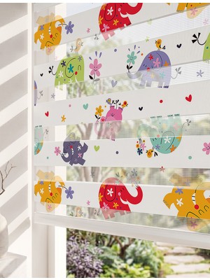 Adhome Renkli Minik Bahar Çiçekleri Ditsy Floral Dijital Baskılı Lüks Neşeli Zebra Perde | Ölçü: 30 x 30