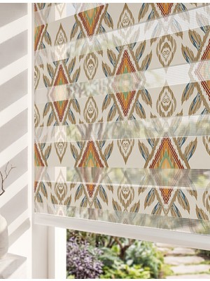 Adhome Kahverengi Etnik Bohem Dijital Baskılı Estetik Zebra Perde | Ölçü: 30 x 30