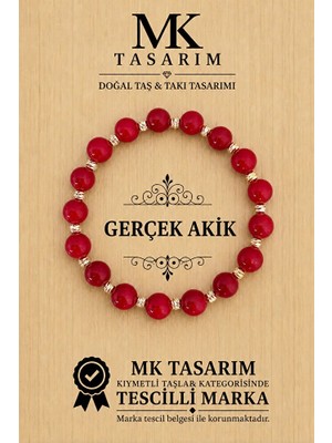 Mk Tasarım Gerçek Akik Bileklik MK.7000.842- Rahatlık-Dinginlik-Enerji- Stres Bilekliği