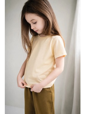 Cigit Etiket Detaylı T-Shirt 2-10 Yaş Sarı