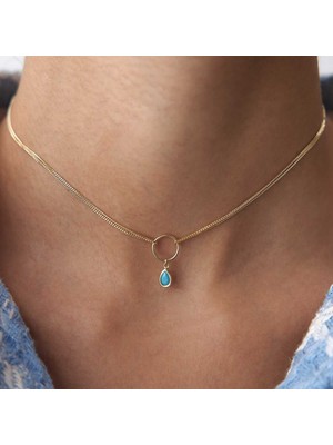 Turkuaz Taşlı Choker Kolye