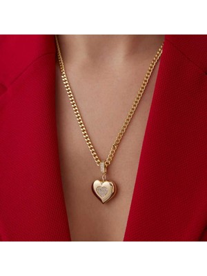 Taşlı Kalp Charm Kolye