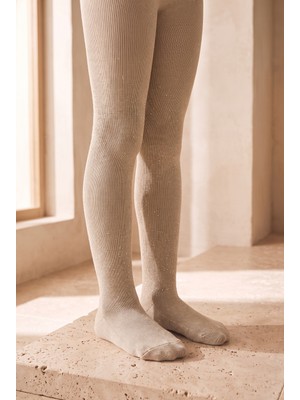 Bony Socks Kız Çocuk Simli Külotlu Çorap Ekru