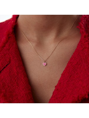 Pembe Kalp Kolye