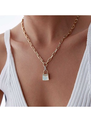 Çiçekli Kilit Charm Ataç Kolye