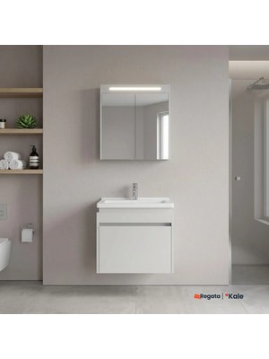 Kale Idea 2.0 65 cm Tek Çekmeceli Set Parlak Beyaz (Lavabo Dolabı + Aynalı Dolap)