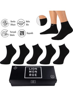 Lion Monroe Saf Bambu Erkek Yazlık Lastiksiz Soket Dikişsiz Premium Çorap 6'lı Paket / Iz Bırakmaz / Sıkmayan / Diyabetik Çorap