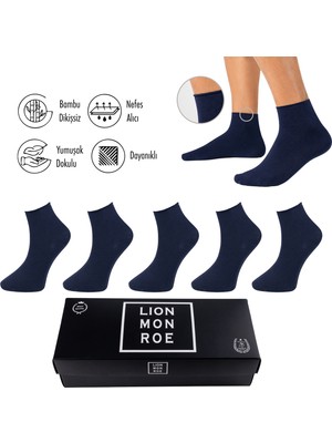 Lion Monroe Saf Bambu Erkek Yazlık Lastiksiz Soket Dikişsiz Premium Çorap 6'lı Paket / Iz Bırakmaz / Sıkmayan / Diyabetik Çorap
