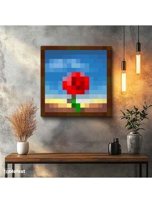 Tablofest Kare Kanvas Tablo Meditative Piksel Minecraft Tablosu Ev Ofis Salon Duvar Dekoru