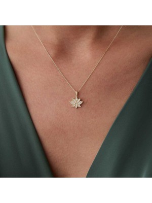 Taşlı Lotus Çiçeği Kolye