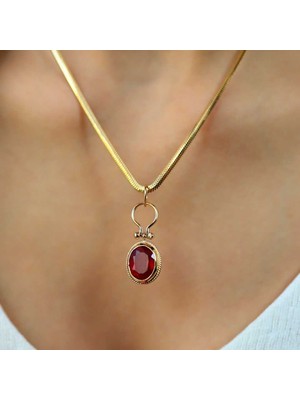 Cherry By Özkonak Yakut Renkli Balık Sırtı Kolye