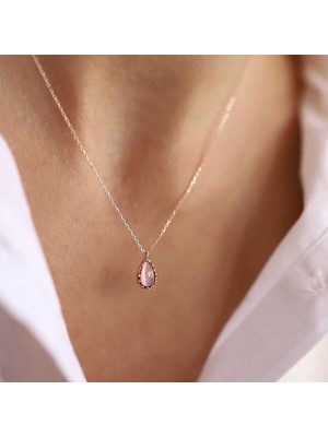 Cherry By Özkonak Toz Pembe Drop Kolye