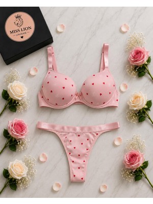 Miss Lion Lingerie Kalp Desenli Destekli Sütyen Takımı