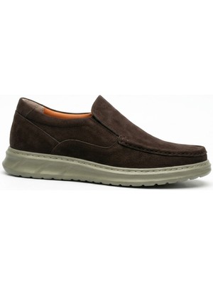 Growish GR0524 Hakiki Nubuk Deri Hafif Poli Taban Koyu Kahve Büyük Numara 45 46 47 Numara Günlük Casual Loafer Ayakkabı