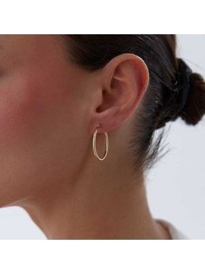Large 2mm Oval Boru Halka Küpe