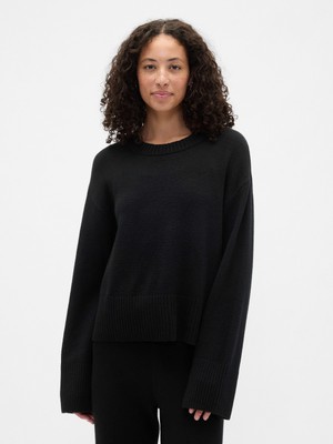Gap Kadın Siyah Cashsoft Relaxed Crewneck Kazak
