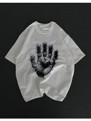 Velmora Fashion Kadın Baskılı T-Shirt Kısa Kol Bisiklet Yaka Regular Fit Rahat Kalıp Günlük Tişört - Beyaz