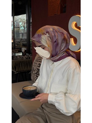 Qalortex Scarf Pamuklu Soft Roza Desen Eşarp-Murdum