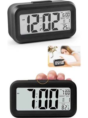 Uravas Store Dijital Masa Saati Termometre Takvim LED Ekran Pilli Ev Ofis Masası
