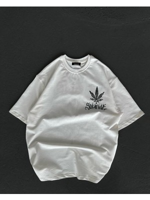 Velmora Fashion Kadın Baskılı T-Shirt Kısa Kol Bisiklet Yaka Oversize Rahat Kalıp Günlük Tişört   - Beyaz